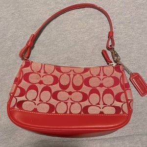 Small red canvas Signature Demi purse.